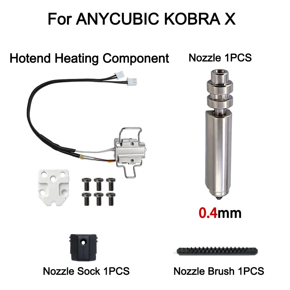 0.25/0.4/0.6/0.8mm multi size Nozzle hot end heating component compatible with ANYCUBIC Kobra X Nozzle 3D Printer Pars