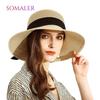 Summer Sun Straw Hats for Women Wide Brim Beach Hats Fashion Ribbon Bow Straw Hat Female UV UPF Sun Protection Hats for Travel
