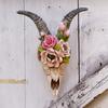 Wall Sculpture Simulation Flower Goat Skull Artwork Props 3D Animal Crafts Decor