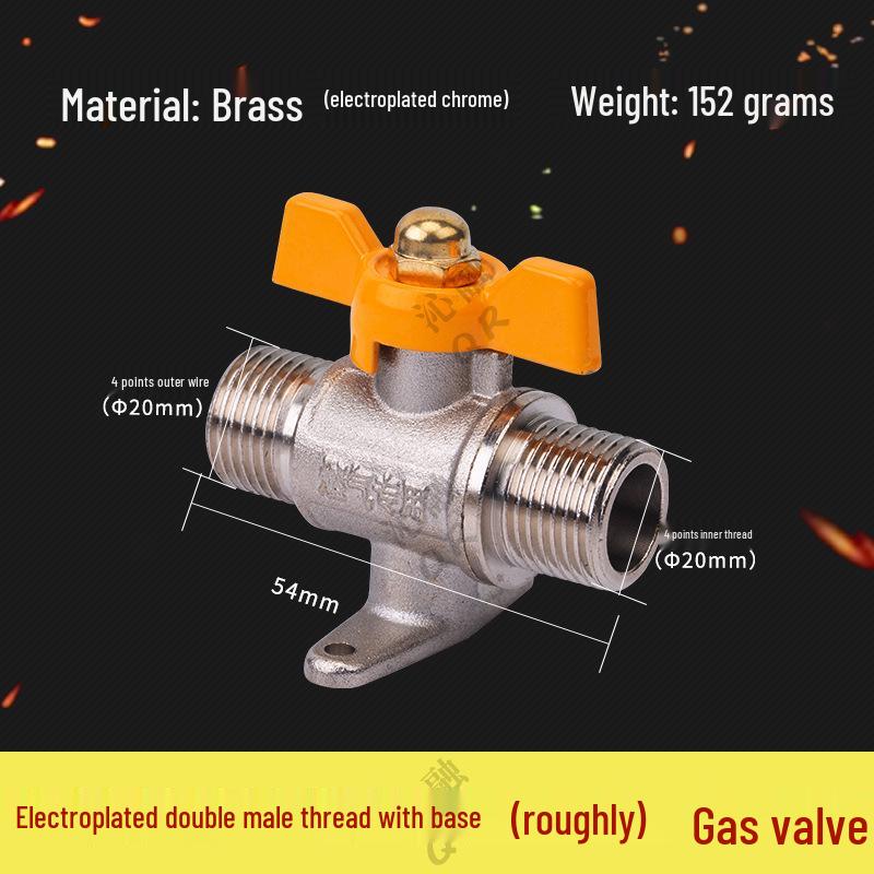 Thickened All-Copper 4-Point Natural Gas Ball Valve with Internal/External Thread and Single Nozzle Tee Switch