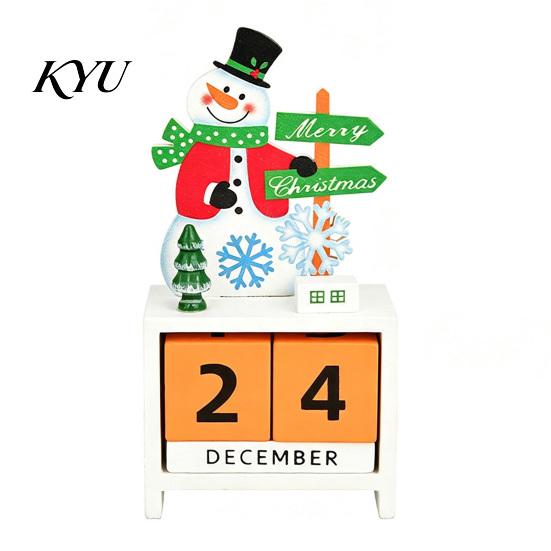 Creative Christmas Decoration Countdown Blocks, Days Until Wooden Desk Ornament, Cute Advent Calendar for Kids Santa Snowman Reindeer Mantel