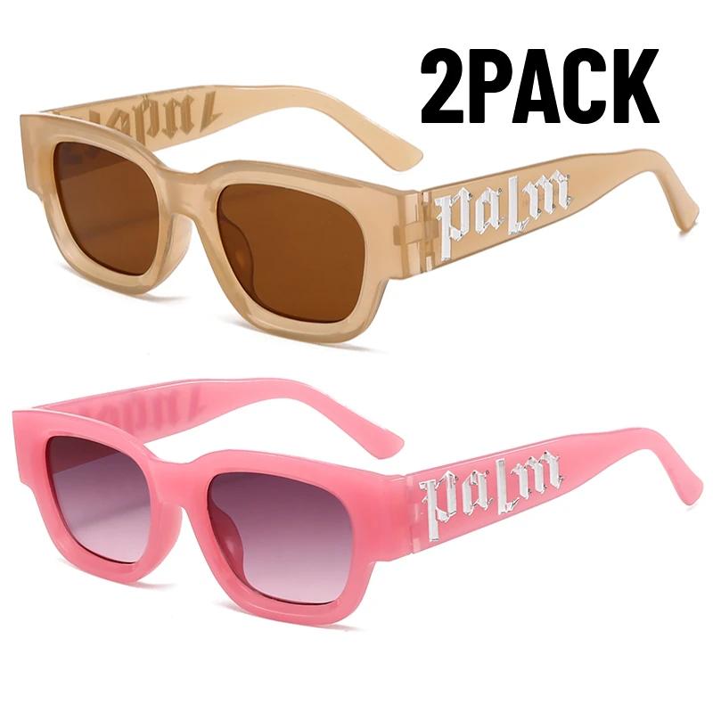 2 ШТ. Винтажные Прямоугольные Очки с Маленькой Рамкой Женские Хип-Хоп Панк Солнцезащитные Очки Мужские Барные Вечеринки Очки Премиум Дизайн Очки De Sol