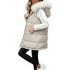 Women's Long Vest Plain Sleeveless Hood Winter Vest Outwear Jacket Lightweight Warm Coat Outerwear