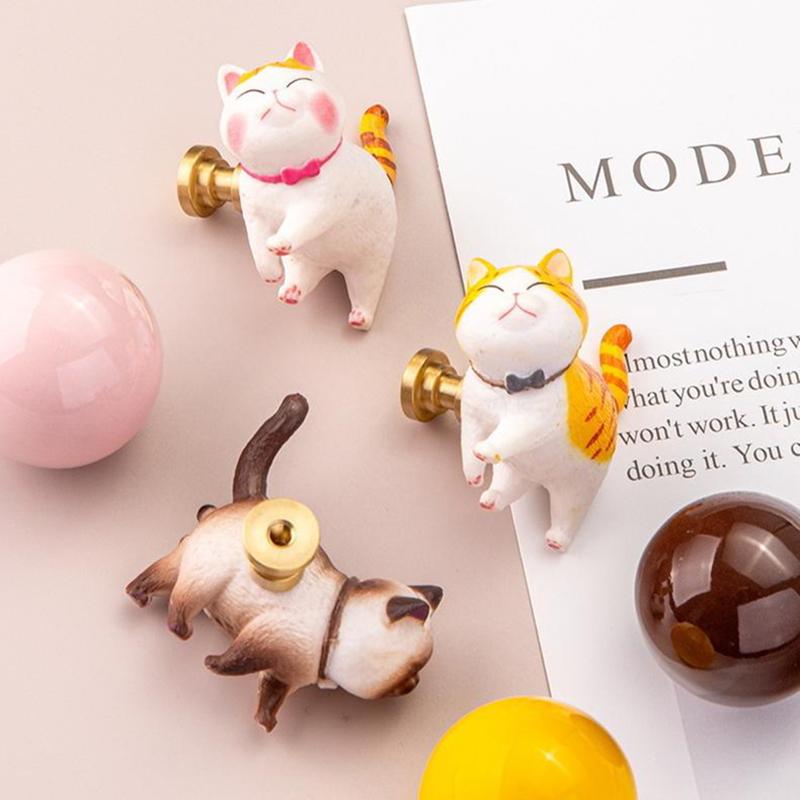 1PC Drawers Cat Drawer Pulls Kitchen Animal Knobs Cabinets Knobs Kids Boys Girls Decorative Dresser Knobs