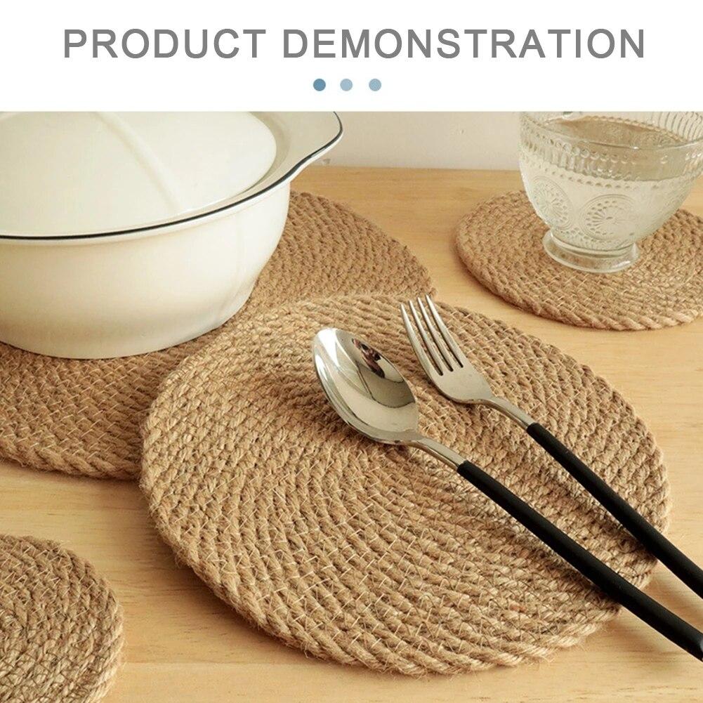 Льняные тканые салфетки, соломенные подставки, хлопковые и льняные салфетки под миски в японском стиле, салфетки под кастрюли, изоляционные коврики для обеденных столов