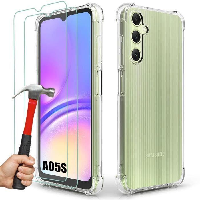 Case for Samsung Galaxy A05s - Shockproof Transparent Silicone Protection + 2 Tempered Glasses (not for Galaxy A05)