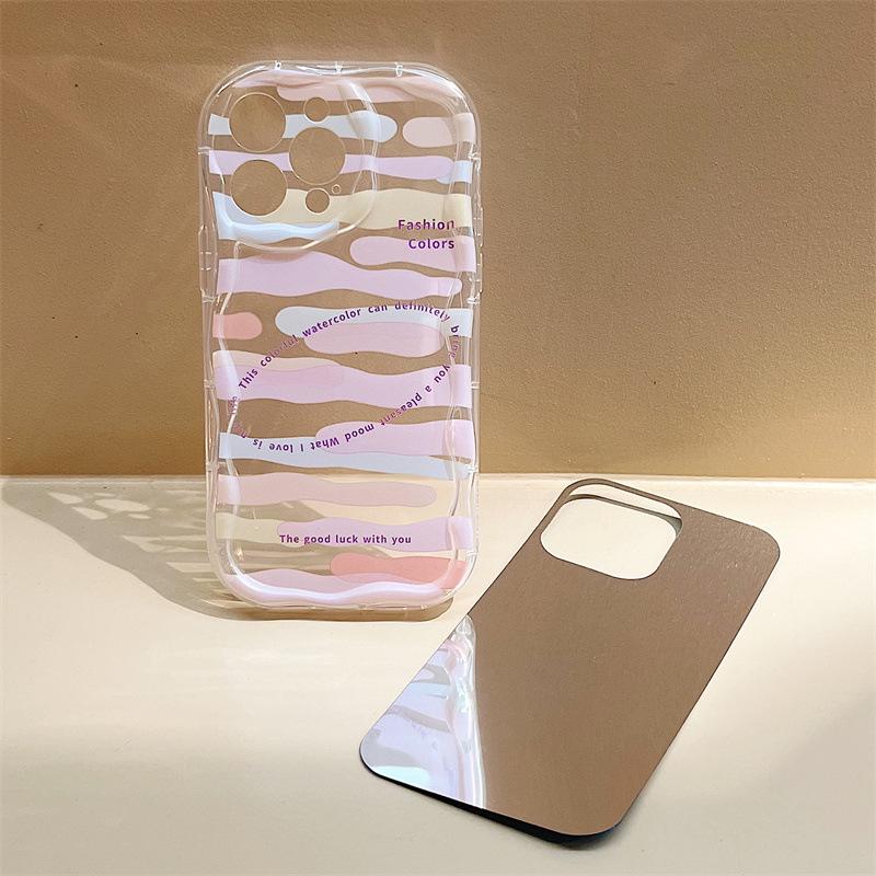 Чехол Zhitai для iPhone 16 Pro — совместим с Apple 14, XS, 15, кремовый узор, стиль Mirror Paper INS, в комплекте браслет