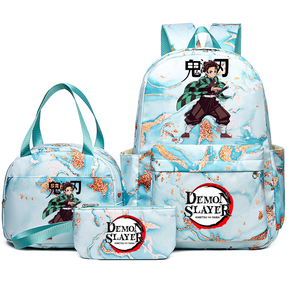 3 шт./комплект Рюкзак с принтом «Клинок, рассекающий демонов» с сумочкой и пеналом для подростка, школьника, девочки, мальчика, большой вместимости, водонепроницаемый, для книг, школьный, дорожный, подарок
