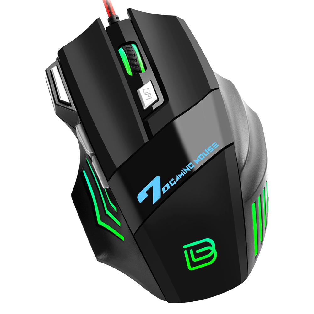 Проводная игровая мышь BAJEAL G5, игровая мышь RGB, 7 клавиш, эргономичные мыши, 4-ступенчатая регулируемая точка на дюйм для ПК