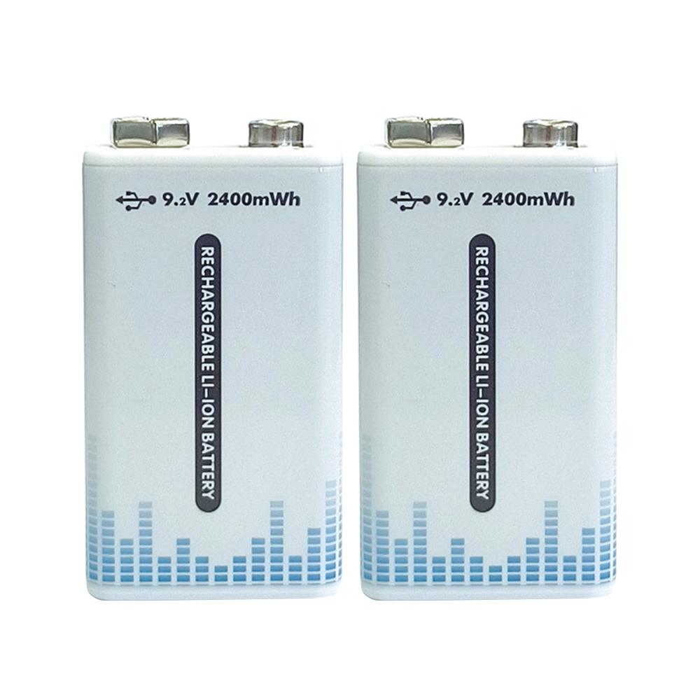 9V Rechargeable Lithium Battery, Constant Voltage Fast Charging 2400mwh, Large Capacity Type-C Multimeter Battery