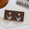 Серебряные игольчатые корейские роскошные серьги-журавлики с жемчугом Love - Niche Design