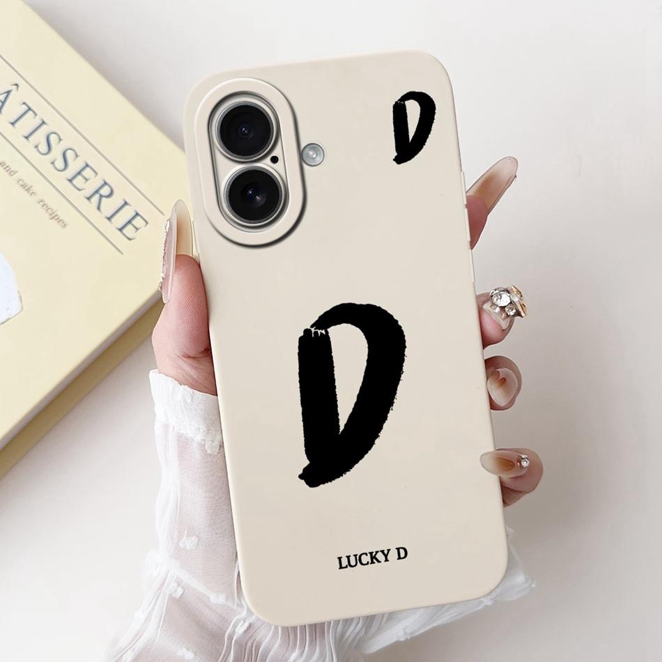 For iPhone 17 17Air Lucky Initial Letter Phone Case For iPhone17 17 Air Soft Silicone Shockproof Cases Bumpers