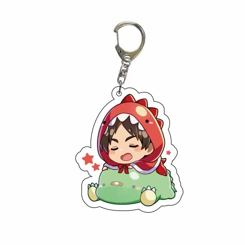 Attack on Titan Transparent Acrylic Keychain, Reiner Levi Eren Mikasa Student Bag Pendant