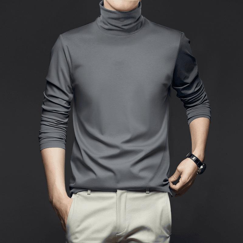 Футболка с высоким воротом из мерсеризованного хлопка с жидким аммиаком, мужская антистатическая футболка с длинными рукавами, не раздражающая кожу внутренняя часть, средний воротник