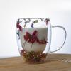Dried Flower Double Wall Clear Glass Coffee Mug 250/350ml Insulated Glass Cup