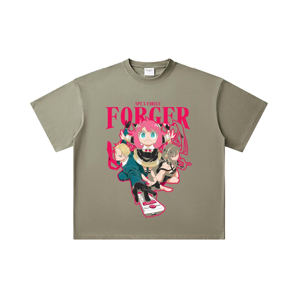 260 GSM Double Yarn 32 Count 100% Cotton Spy x Family V1 Forger Print Unisex Heavy Cotton T Shirt