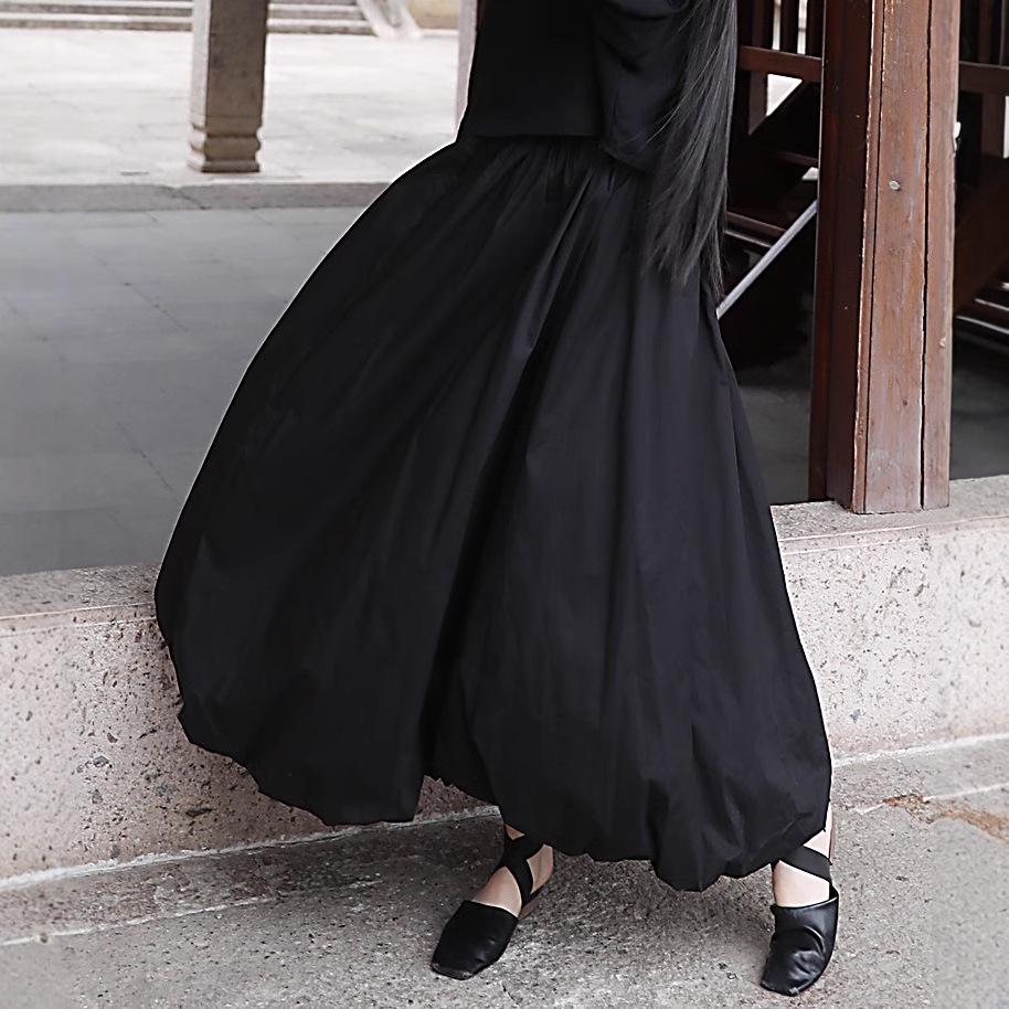 Handmade Heavy-Duty Puffy Cloud Ruffle Midi Skirt In Black and White