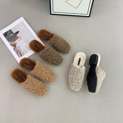 Осень и зима 2025 круглый носок мягкая подошва чехол для стопы повседневный универсальный мягкая подошва для работы полусабо женщины волосатые женщины