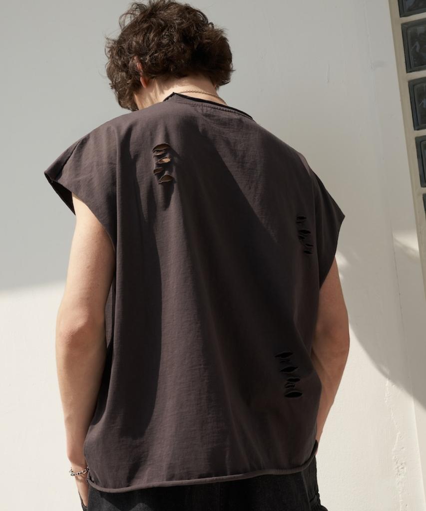 TENER Plain Vintage Sleeveless Top (Charcoal)
