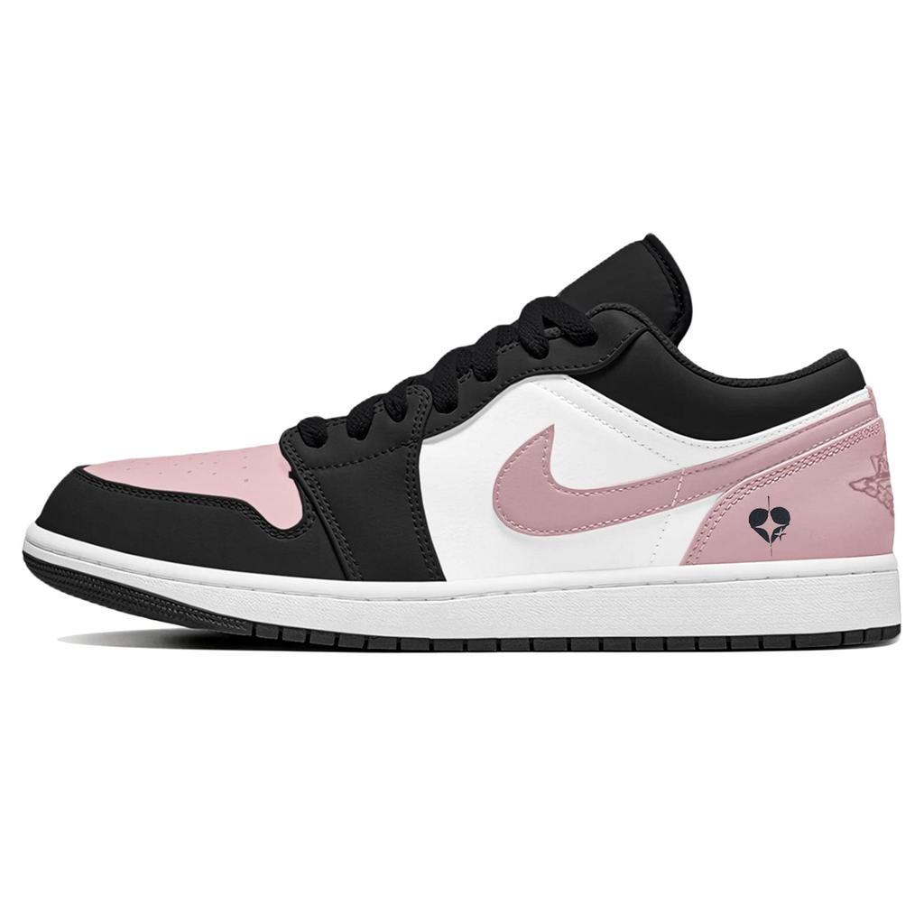 Jordan Air Jordan 1 Slip Resistant Abrasion Resistant Low top Vintage Basketball Shoes Women's Black Pink 553560-081(Team1321-SBOX)