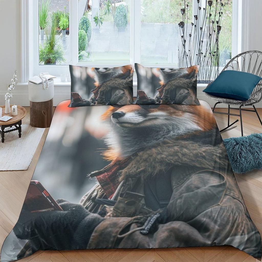 Fox Printed Duvet Cover Quilt Cover Bedding Set Comforter Covers For Childrens Kids And Adults Warm Soft Comfortable Breathable