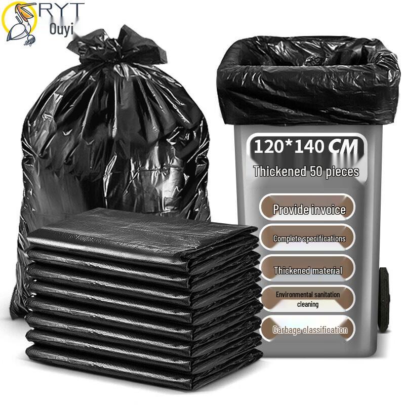 ORYT Commercial Extra Large Thick Black Flat-Top Garbage Bags