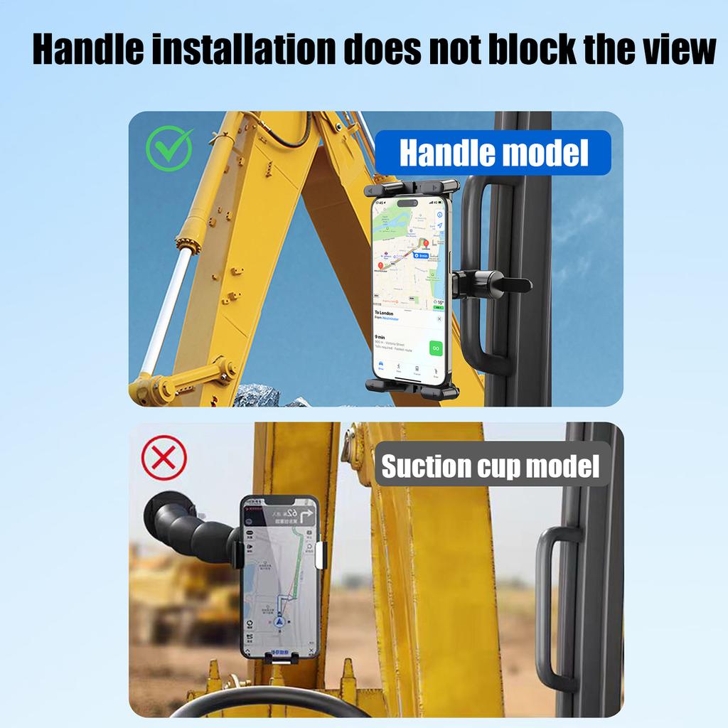 Heavy Duty Truck Phone Mount Vibration Proof with Super Clamp Secure Holder for Excavator Forklift Dashboard, Anti-Shake