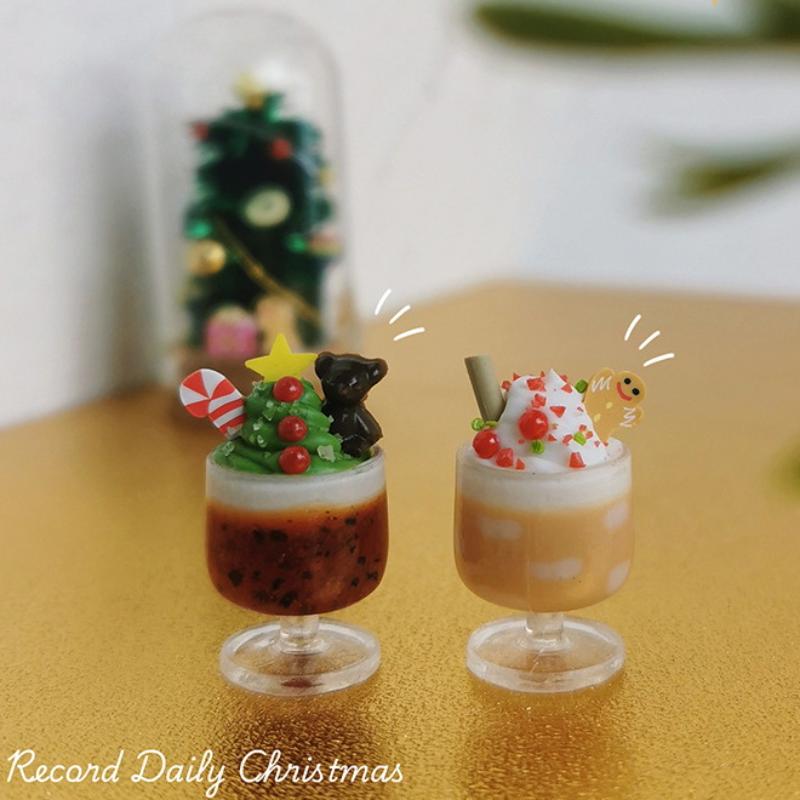 1 шт. Аксессуары для кукол Сделай сам Милый Рождественский Пряничный человечек Миниатюрный Домик для кукол Фруктовое Мороженое Мини Напиток со льдом На Рождество Подарок для Детей
