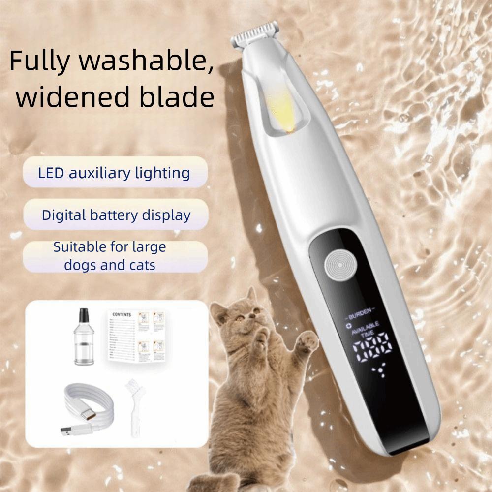 Fully Waterproof Pet Paw Hair Clippers LED Electric Dog Hair Remover Cats  Foot Shaver  Pet Care