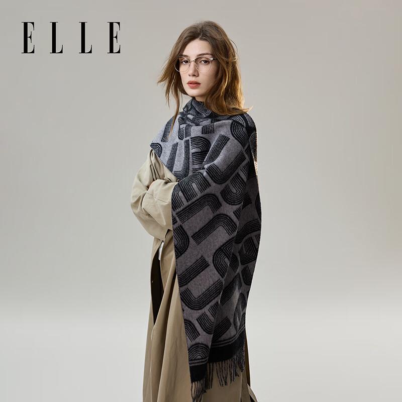 ELLE Women's 100% Pure Wool Double-Sided Scarf