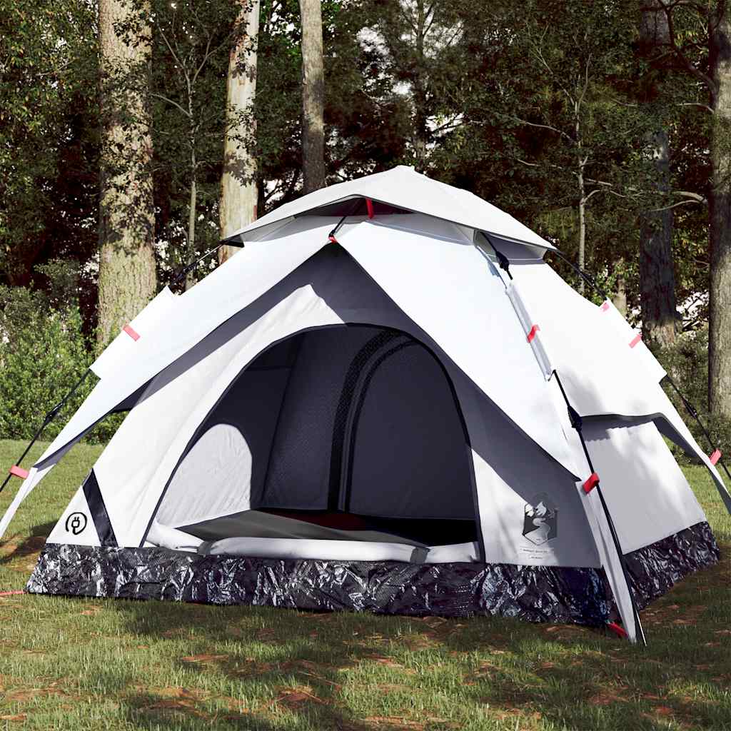 Dome Camping Tent for 3 Persons White Blackout Quick Release