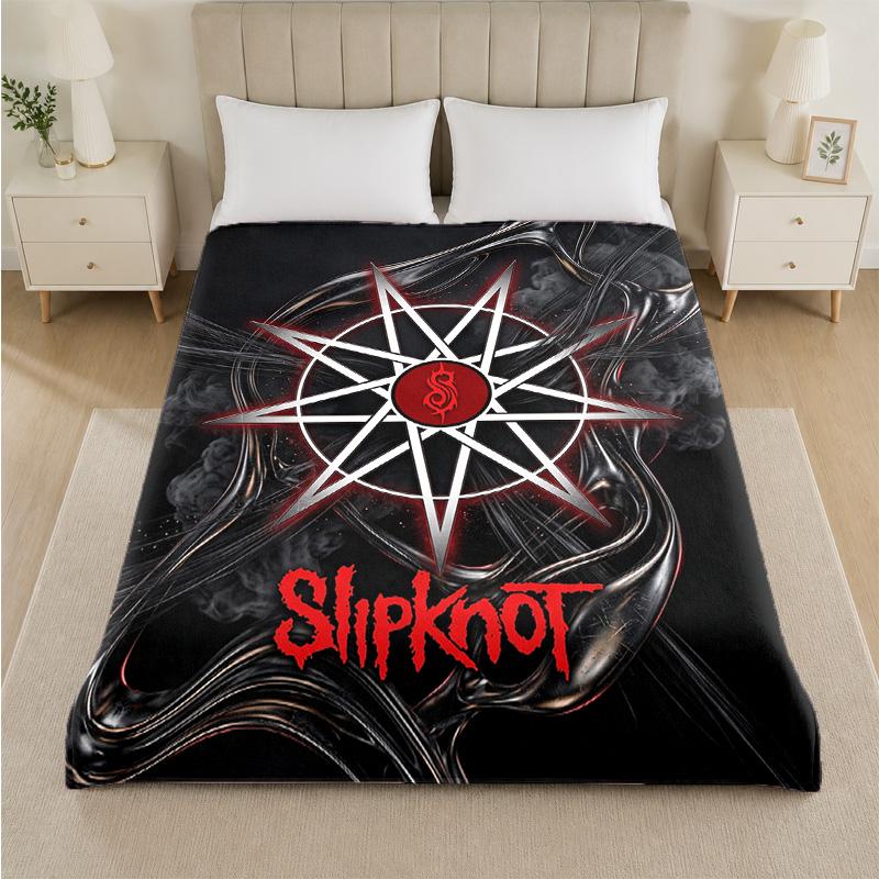Slipknot Print Flannel Blanket Cozy Lightweight Plush Throw Blanket For Bed Sofa Household Use