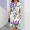 New Women's Dresses Floral 3D Printed Summer Luxury Midi Dresses Feamle Short Sleeve Dress Fashion Oversized Clothes