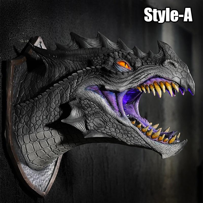 Sprayer LED Dragon Head Hanging Lamp Lantern Wall Lamp Resin Dinosaur Crafts Halloween Decoration Pendent Lamp