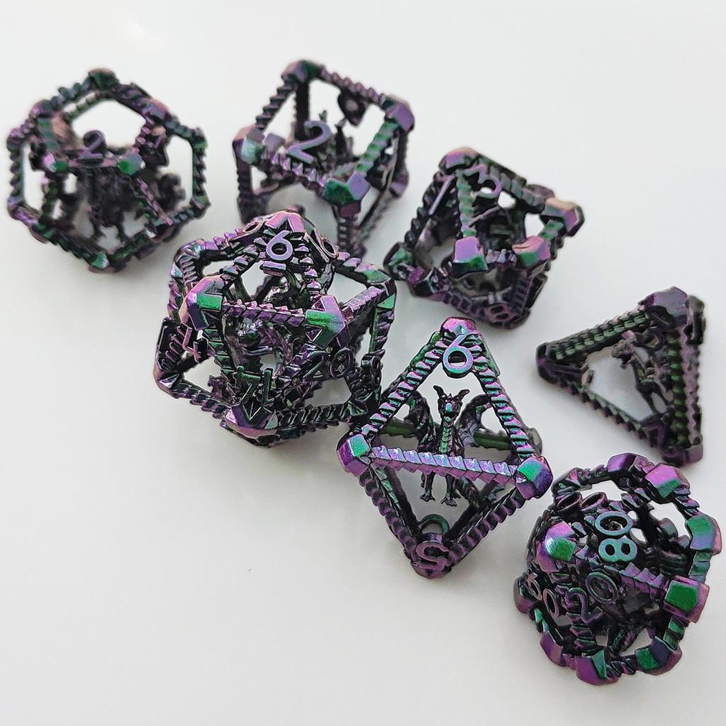 7pcs/set Hollow Dragon Dice Set Role-playing Game Polyhedral Dragon Dice Tabletop DND Game Party Accessories