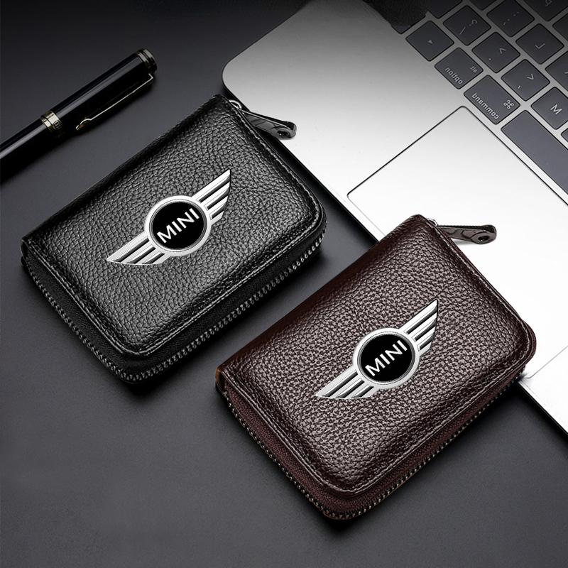 Leather Car Driver's License ID Card Bank Card Wallet Car Styling For BMW Mini Cooper F54 F55 F56 R56 R60 SONE Roadster Clubman Coupe