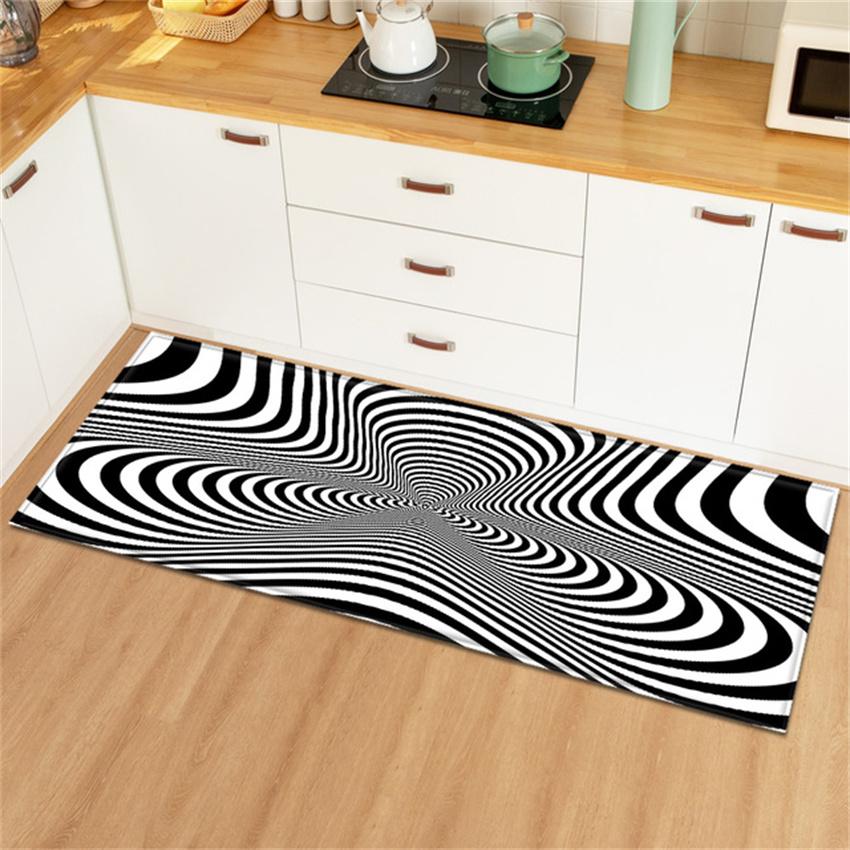 Magic Photo Rug for Kitchen Entrance Doormat 3D Vortex Illusion Pattern Printed Dining Room Rugs Multicolour Home Decoration