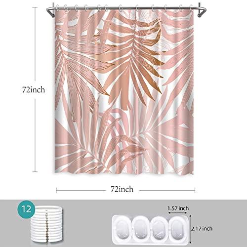 Розовая занавеска для душа розовое золото пальмовые листья современные роскошные занавески для душа ткань водонепроницаемая с крючками