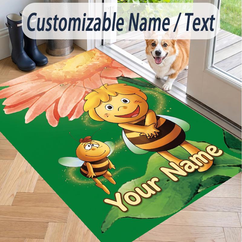 Custom Text Die Biene Maja Pattern Floor Rug Soft Indoor Carpet Mat Living Room Bedroom