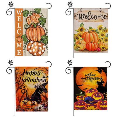 Хэллоуин Декор Флаг для Двора Двусторонний Осенний Вертикальный Баннер Джут Легкий Устойчивый к Выцветанию Осенний Декор на День Благодарения
