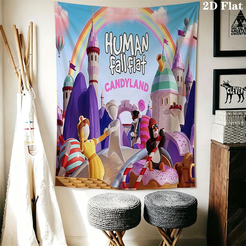 Human Fall Flat Wall Hanging Printed Fabric Blanket Decorative Tapestries for Bedroom Living Room Home Decor