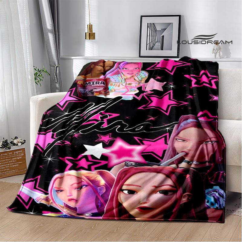 KPop Demon Hunters Cartoon printed blanket Picnic blanket Warm Flannel blankets Home bed linings blankets for beds Birthday Gift