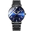 Men's Business-Style Luminous 30M Water Resistant Alloy Strap Quartz Movement 40mm Watch