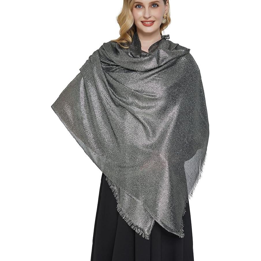 Women's Sparkling Metallic Evening Shawl Lightweight Shawl Extra Large Dressy Shawls and Wraps for Party