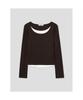 8SECONDS Color Block Layered Long Sleeve T-Shirt Brown