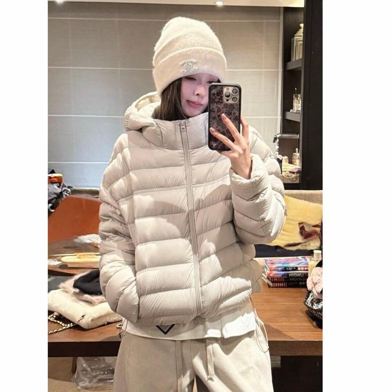 Womens Short Puffer Jacket With Hood Loose Fit Warm Cotton Coat Winter 2026 Korean Style