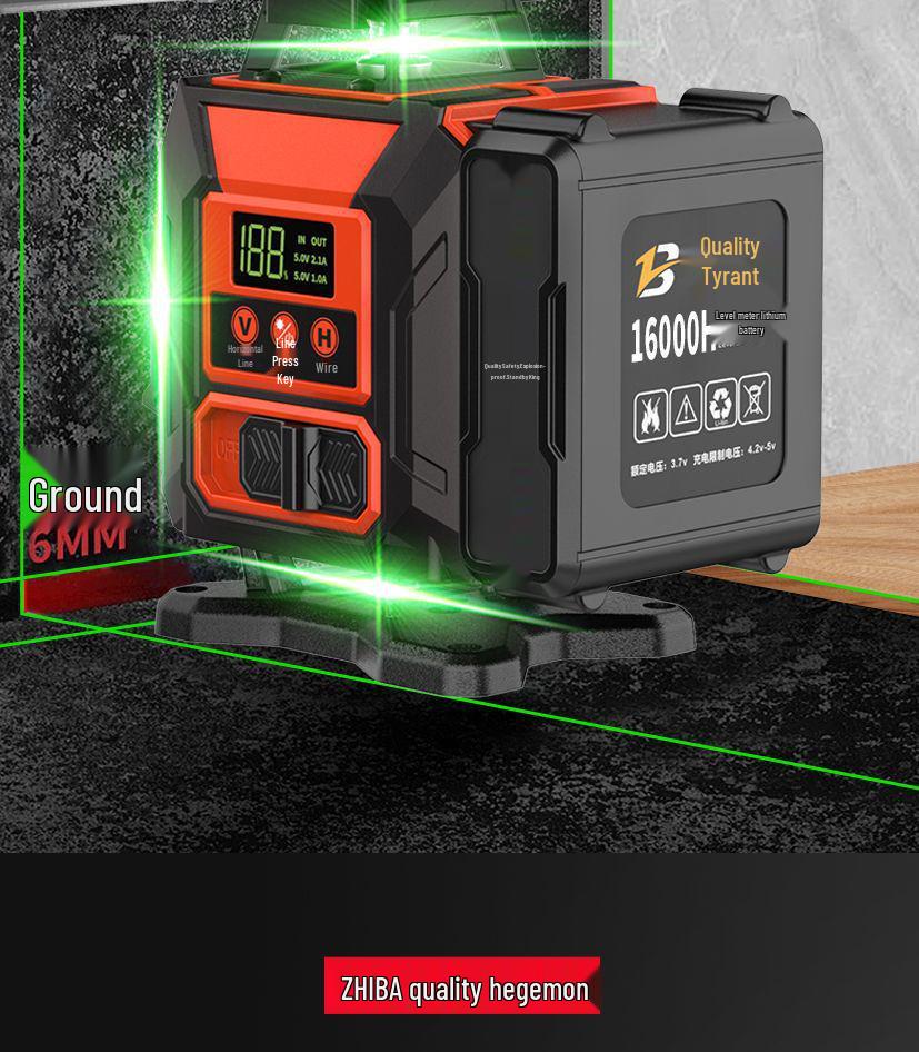 12-линейный высокоточный зеленый инфракрасный уровень с автоматическим креплением к наружной стене и самовыравниванием