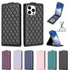 Fashion Rhombic Embossing Phone Bag Wallet Case for iPhone Samsung Xiaomi Google Moto OPPO Nokia Up-down Flip Cover PU Leather Stand Holder Fundas