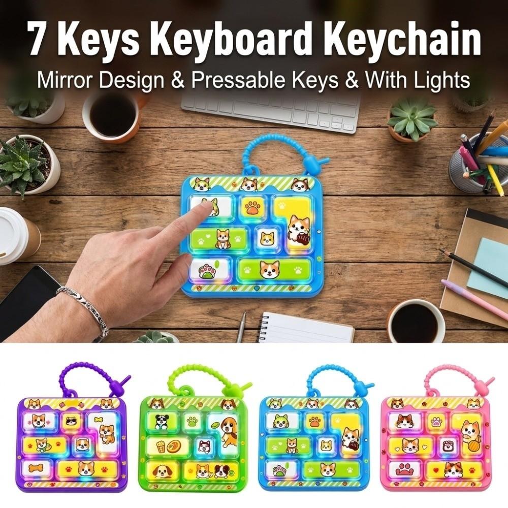 Animals 7 Keys Keyboard Keychain Cartoon Keyboard Clicker Keychain  Backpack Decor