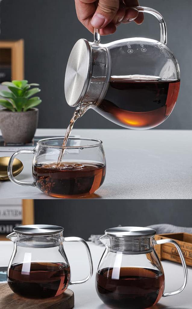 Desirable Jumping Leaf Pot Teapot Direct Fire Scale Heat Resistant Glass Microwave Dishwasher Safe Coffee Server (Teapot 460ml)